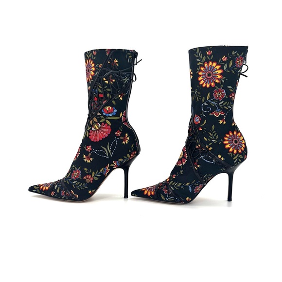 Christian Dior SS 2002 Galliano Floral Print Pointed Toe Stiletto Boots 39.5 - Picture 5 of 11